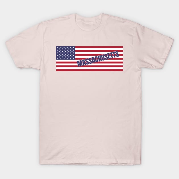 Massachusetts State in American Flag T-Shirt by aybe7elf